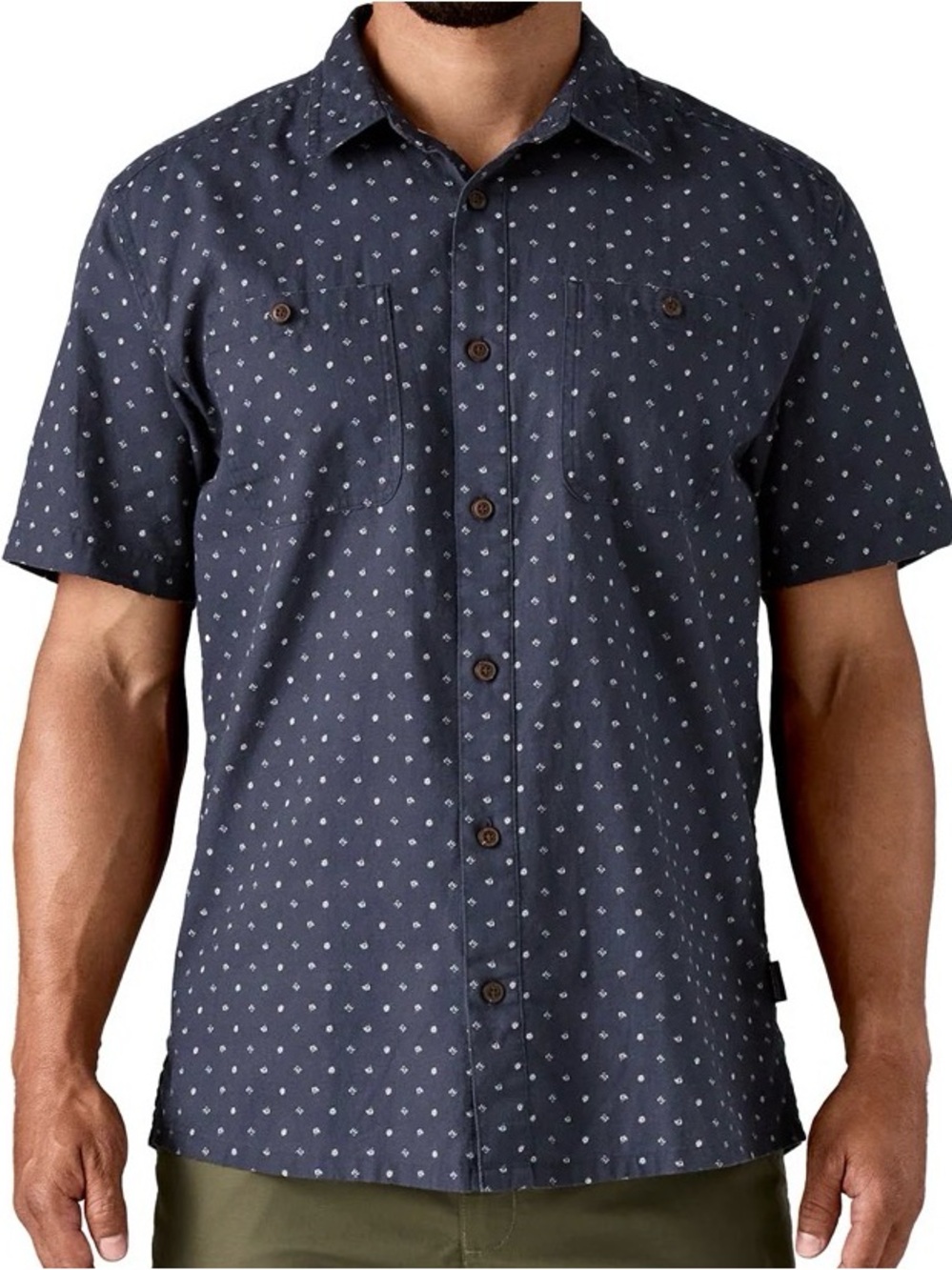 Patagonia Men's Back Step Shirt Cotton Hemp Blend Navy Blue Style #53139 XL